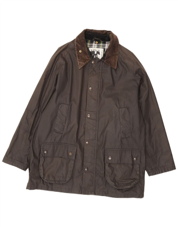 Vintage Mens Waxed Cotton Jacket UK 44 2XL Black
