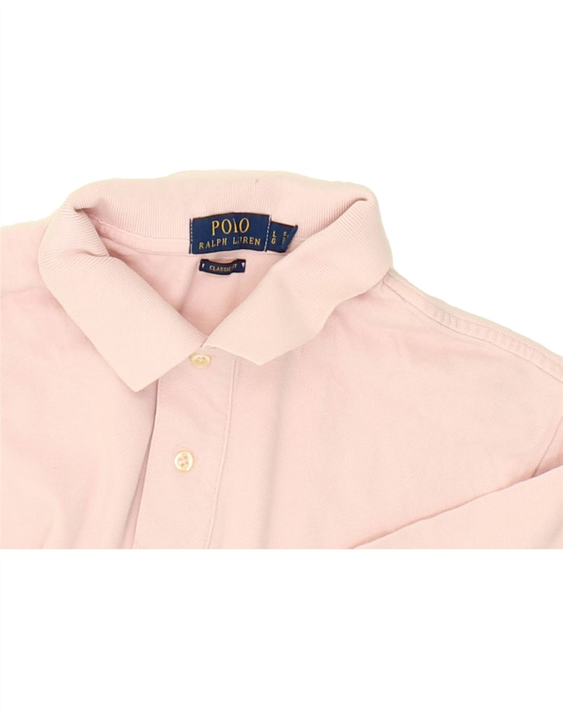 POLO RALPH LAUREN Mens Classic Fit Polo Shirt Large Pink Cotton | Vintage Polo Ralph Lauren | Thrift | Second-Hand Polo Ralph Lauren | Used Clothing | Messina Hembry 
