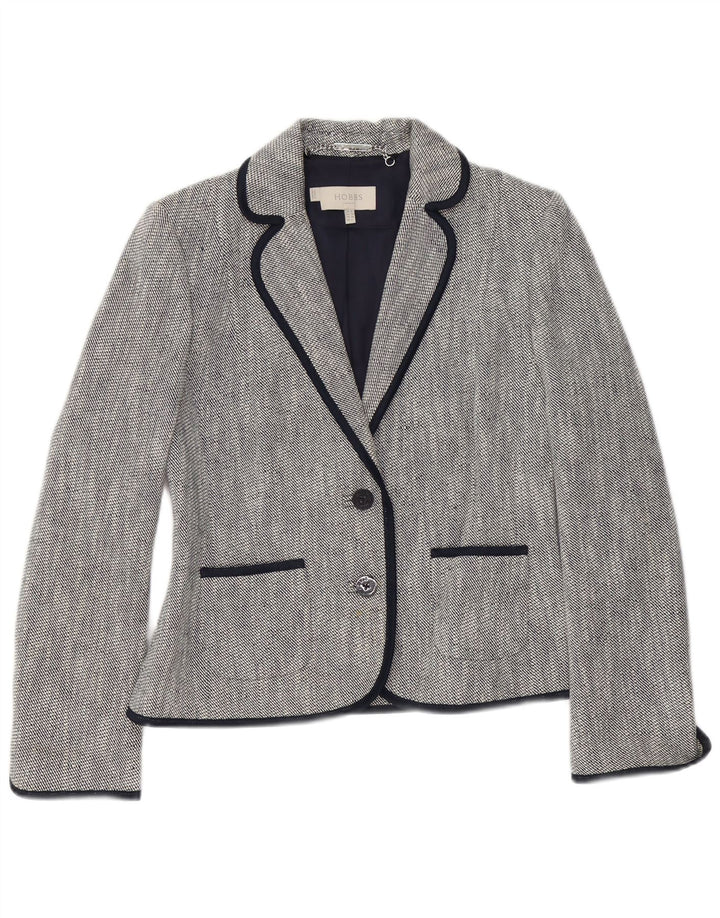 Hobbs Womens 2 Button Blazer Jacket UK 10 Small Navy Blue Cotton