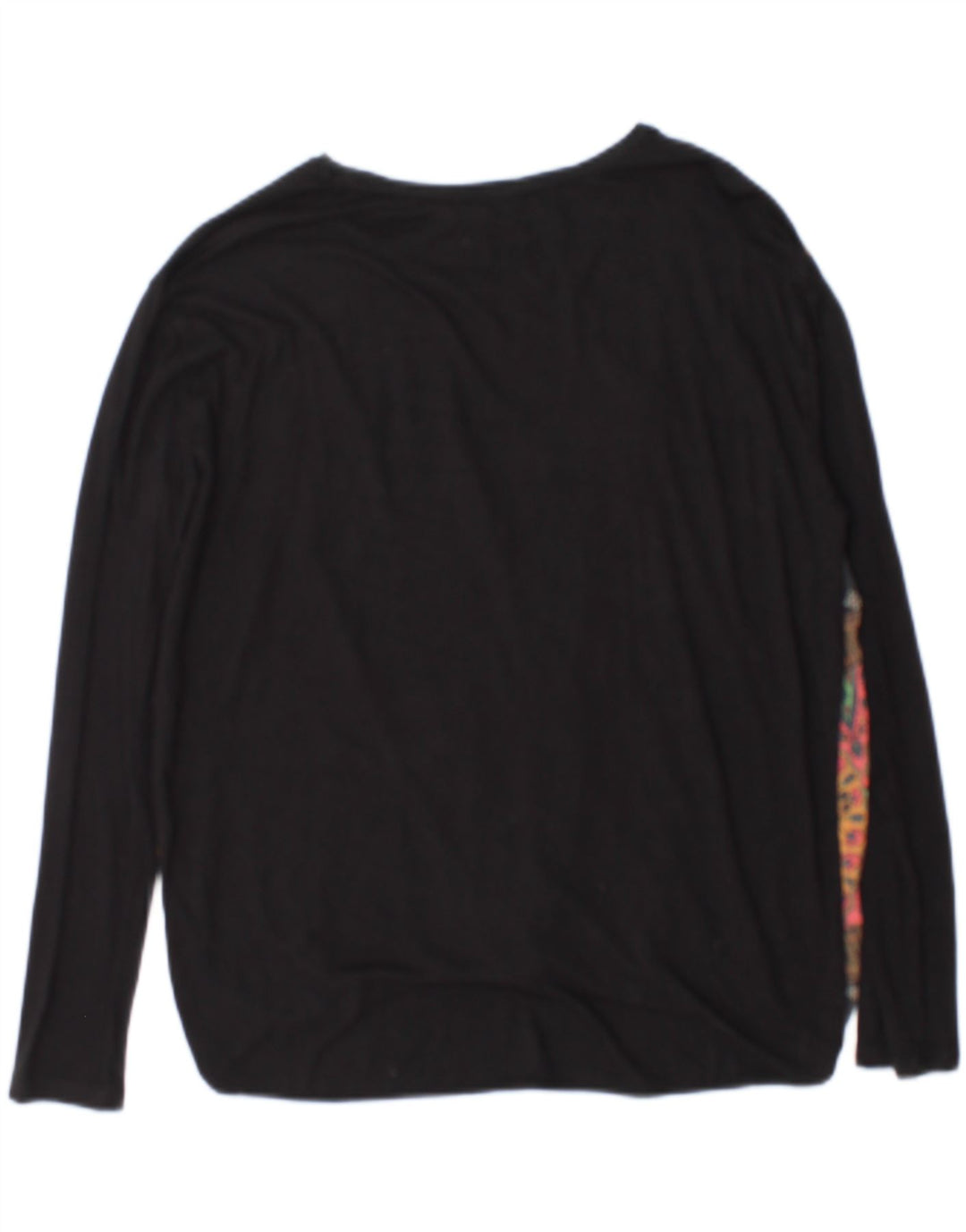 Desigual Womens Top Long Sleeve UK 14 Medium Black Floral Viscose