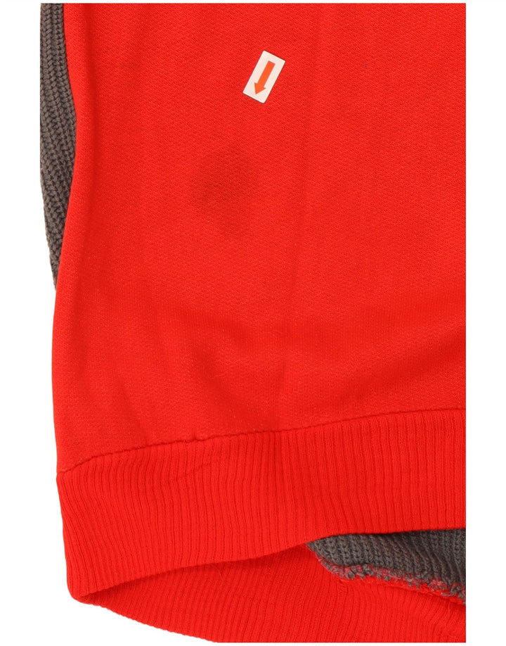 VINTAGE Mens Button Neck Sweatshirt Jumper Medium Red Colourblock