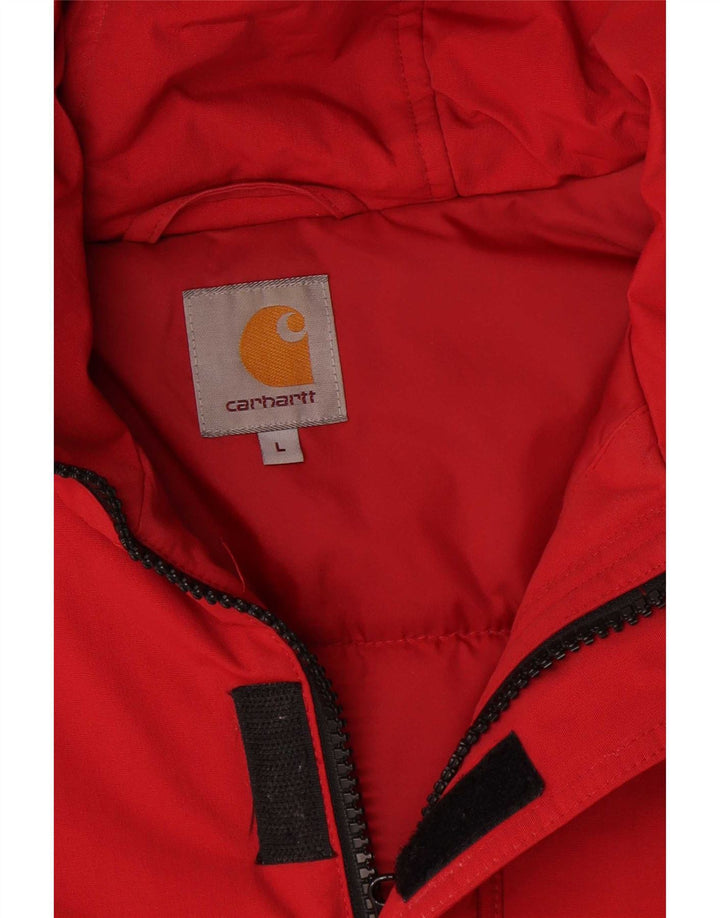 Carhartt Mens Hooded Padded Jacket UK 40 Large Red Nylon