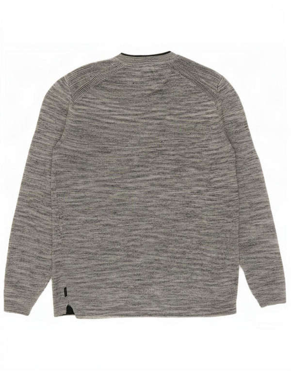 Ted Baker Mens Crew Neck Jumper Sweater Size 3 Medium Grey Flecked Linen