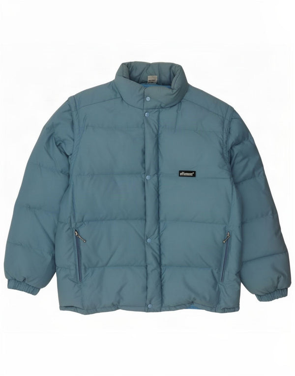 Effemme Mens Hooded Loose Fit Padded Jacket IT 46 Small Blue Cotton