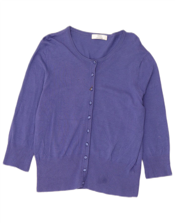 Marks & Spencer Womens Crop Cardigan Sweater UK 14 Medium  Purple Viscose