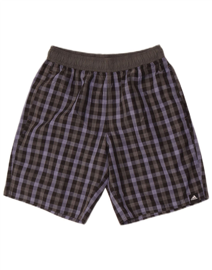 Adidas Mens Swimming Shorts Small  Grey Check Polyester