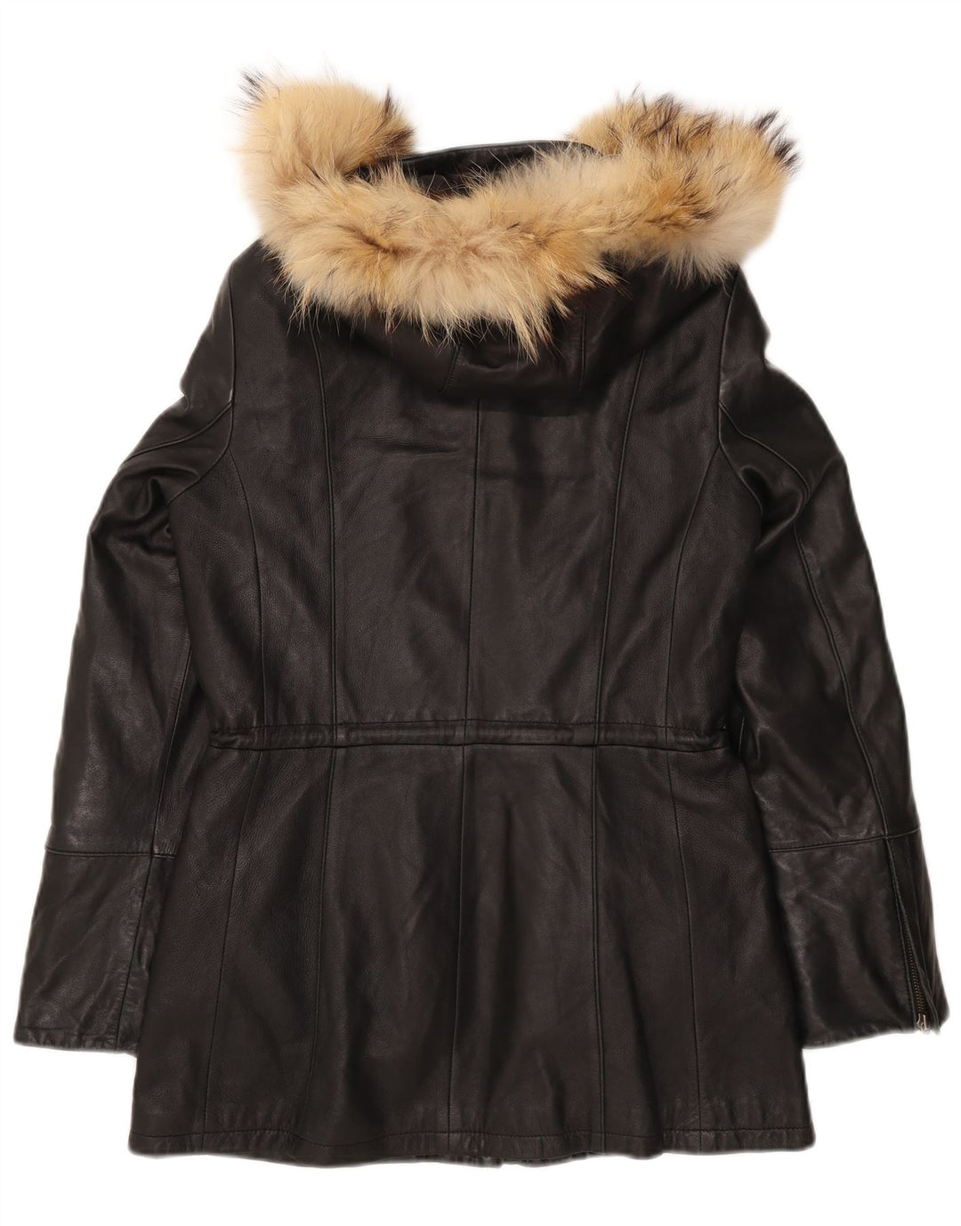 Danier Womens Hooded Leather Jacket UK 8/10 Small Black Leather