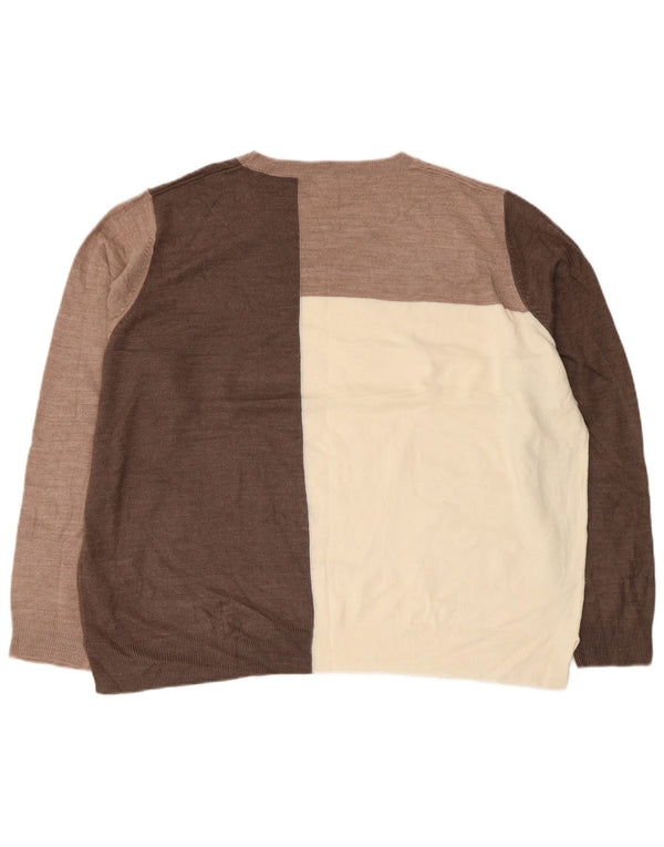 Marks & Spencer Womens Crew Neck Jumper Sweater UK 18 XL Beige Colourblock
