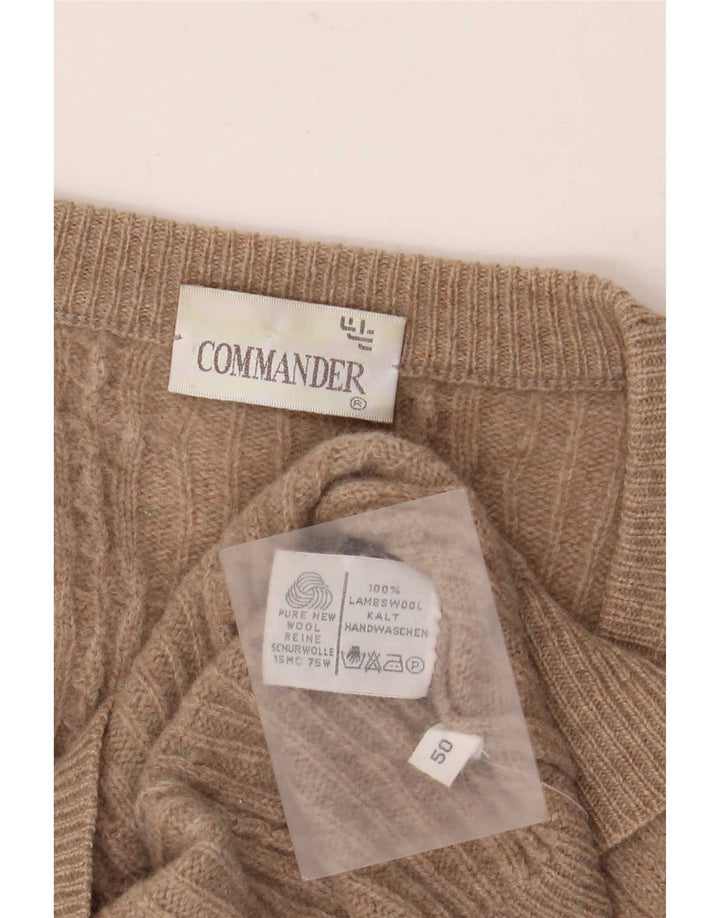 Commander Mens Cardigan Sweater IT 50 Medium Beige Lambswool