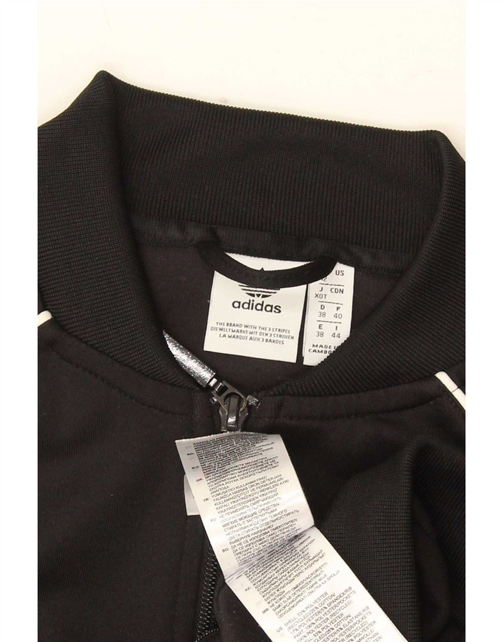 Adidas Womens Tracksuit Top Jacket UK 12 Medium Black Polyester