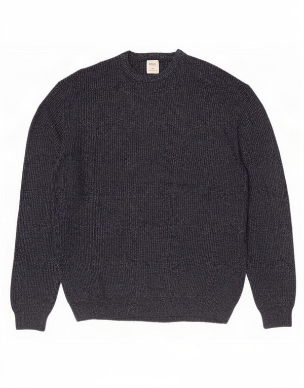 Marks & Spencer Mens Crew Neck Jumper Sweater 2XL Navy Blue Polyamide
