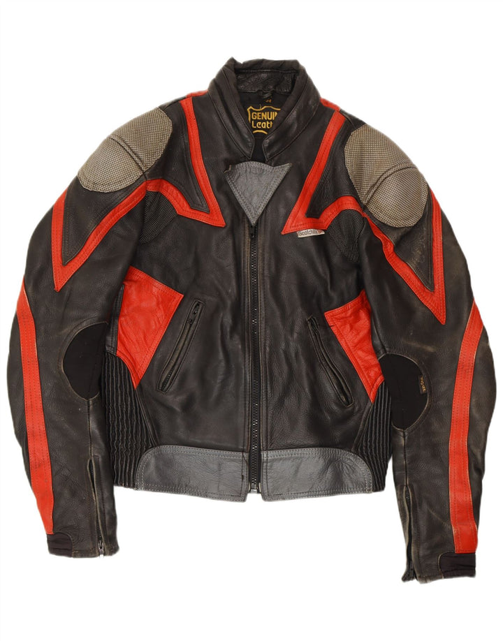 SCOTCHLITE 3M Mens Bomber Jacket IT 54 2XL Black Colourblock Leather