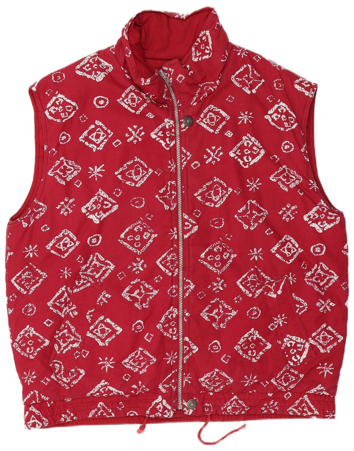 VINTAGE Mens Abstract Pattern Gilet UK 42 XL Red