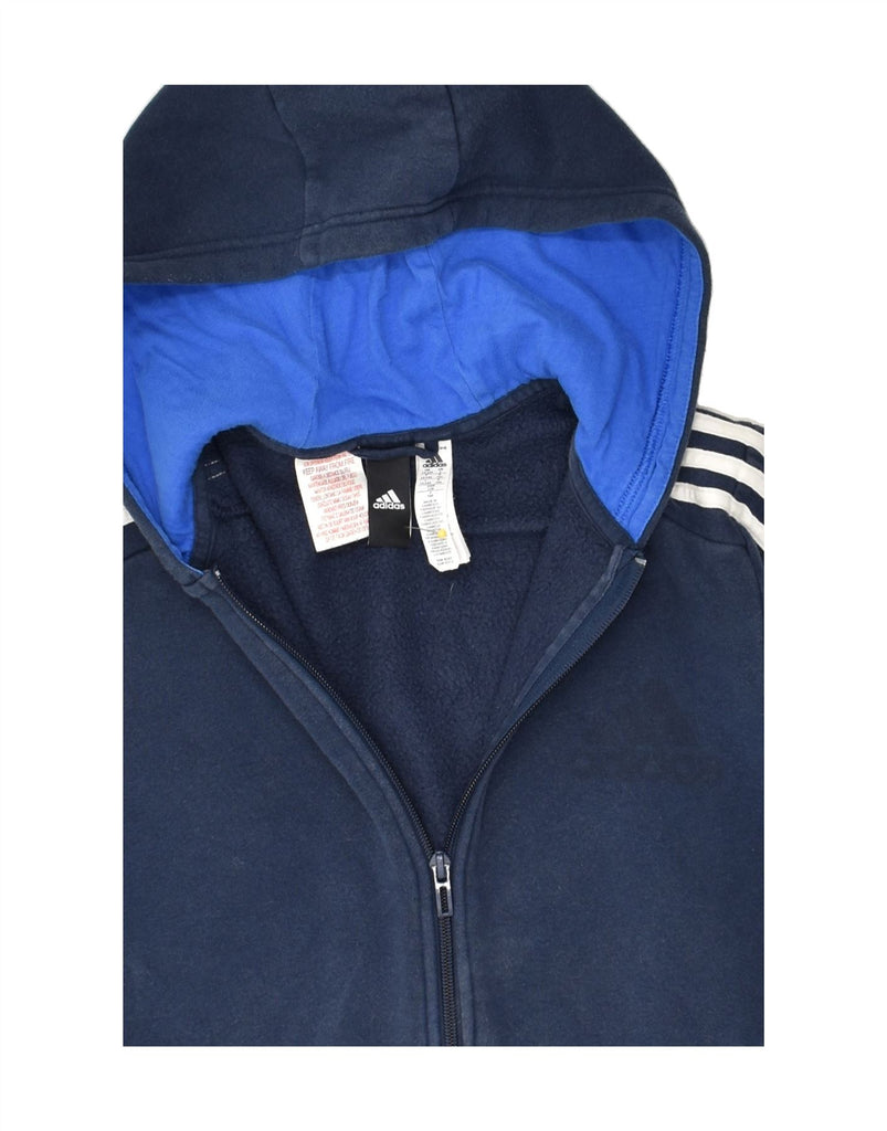 ADIDAS Boys Zip Hoodie Sweater 13-14 Years Navy Blue Cotton | Vintage Adidas | Thrift | Second-Hand Adidas | Used Clothing | Messina Hembry 