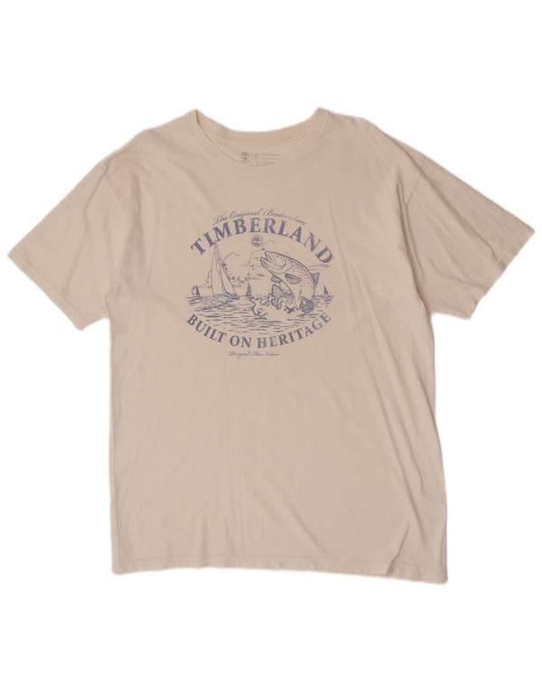 Timberland Mens Regular Fit Graphic T-Shirt Top Large White Cotton