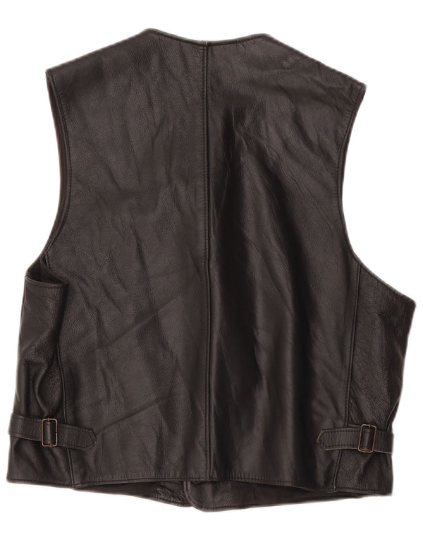 Mens Leather Waistcoat Large Black