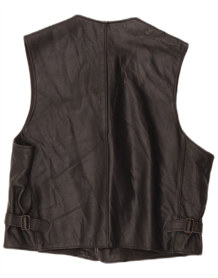 Mens Leather Waistcoat Large Black
