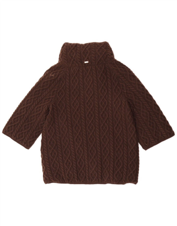 Herno Womens Knit 3/4 Sleeve Padded Jacket EU 40 Medium Brown Wool