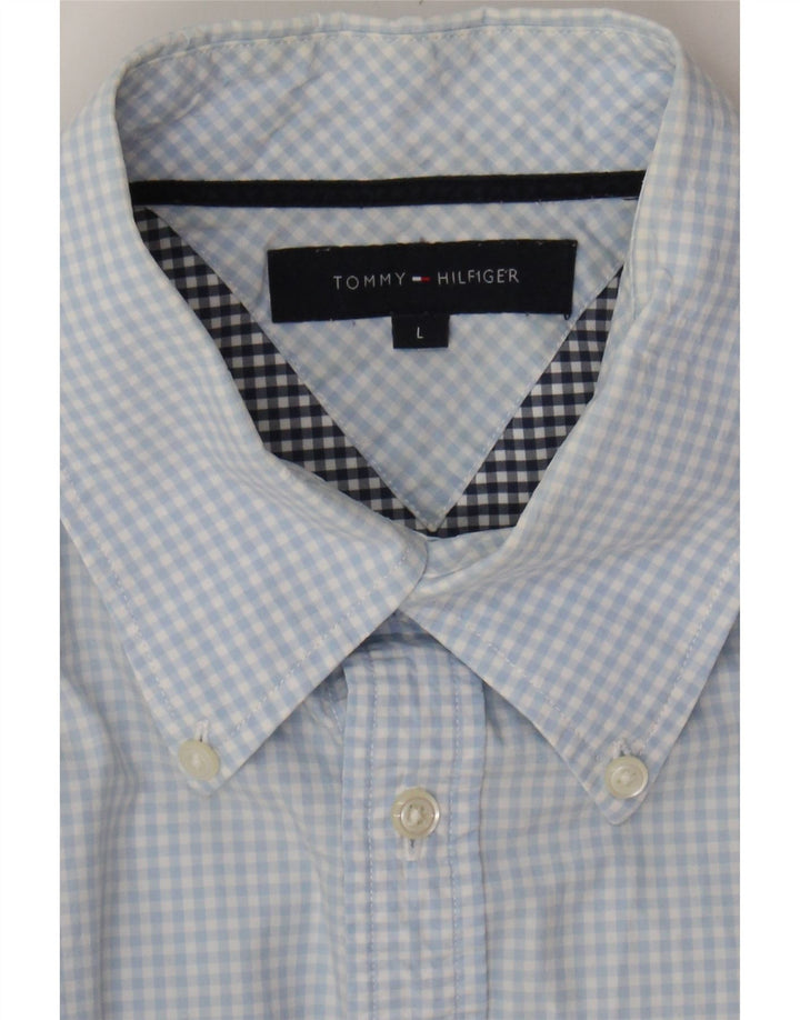 TOMMY HILFIGER Mens Shirt Large Blue Gingham Vintage Tommy Hilfiger and Second-Hand Tommy Hilfiger from Messina Hembry 