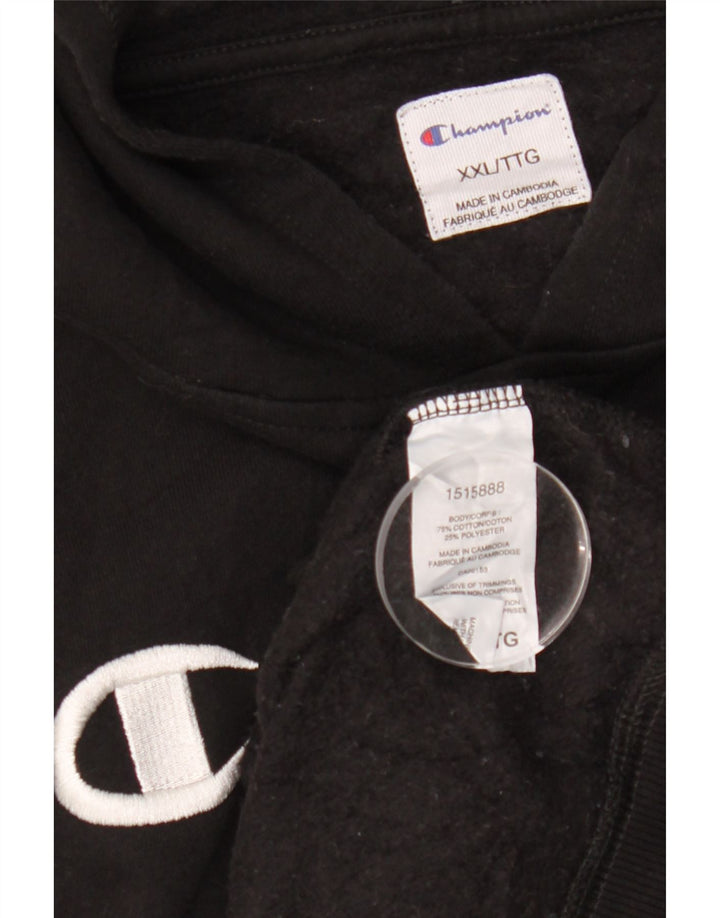 CHAMPION Womens Oversized Crop Graphic Hoodie Jumper UK 20 2XL Black