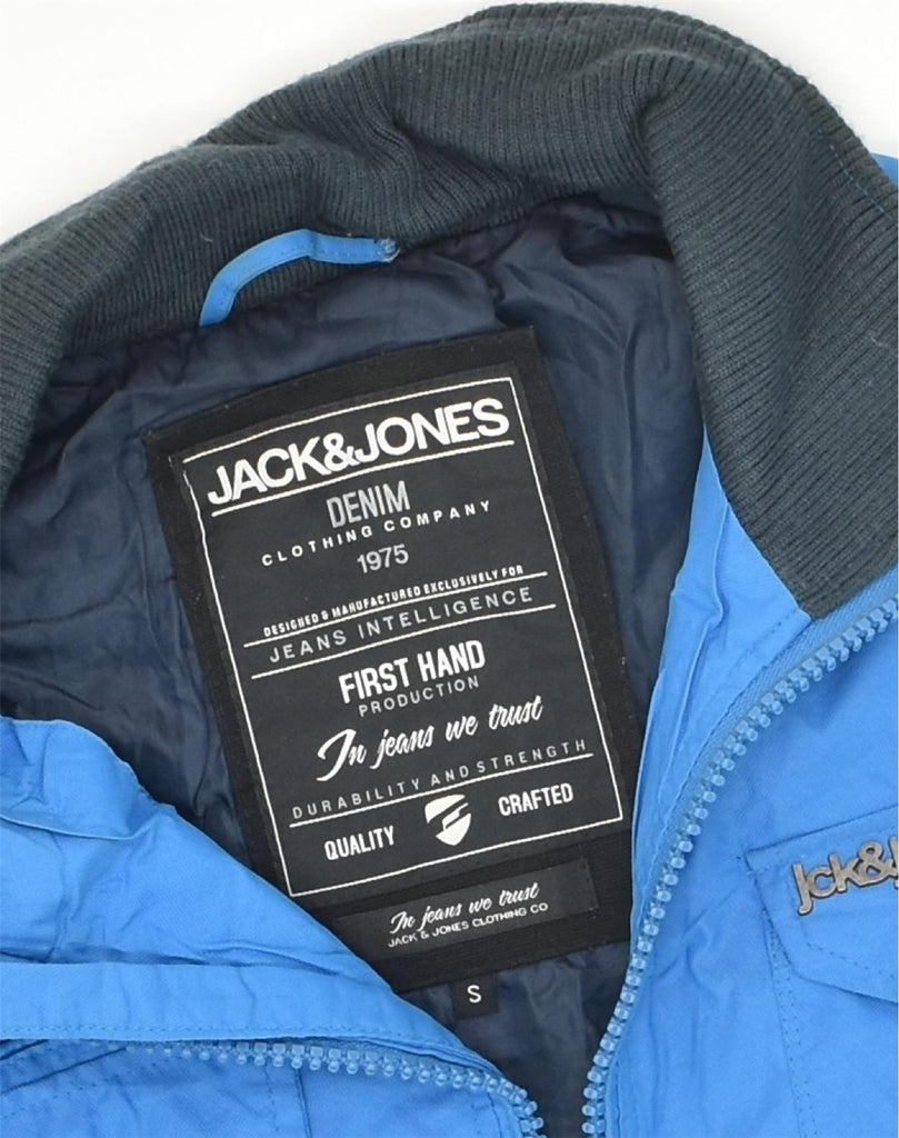 JACK & JONES Mens Bomber Jacket UK 36 Small Blue Polyester | Vintage Jack & Jones | Thrift | Second-Hand Jack & Jones | Used Clothing | Messina Hembry 