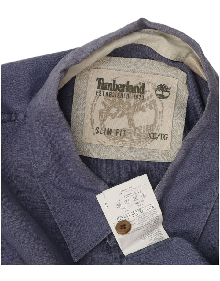 Timberland Mens Short Sleeve Slim Fit Shirt XL Blue Hemp