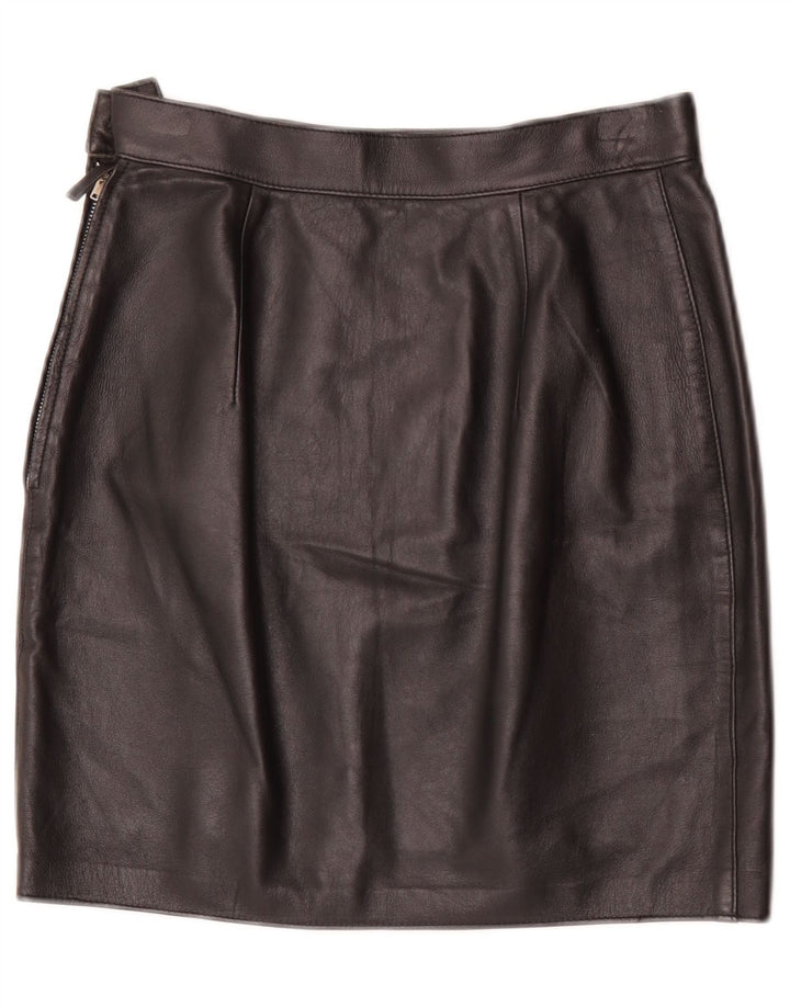 Vintage Womens Mini Leather Skirt W28 Medium Black