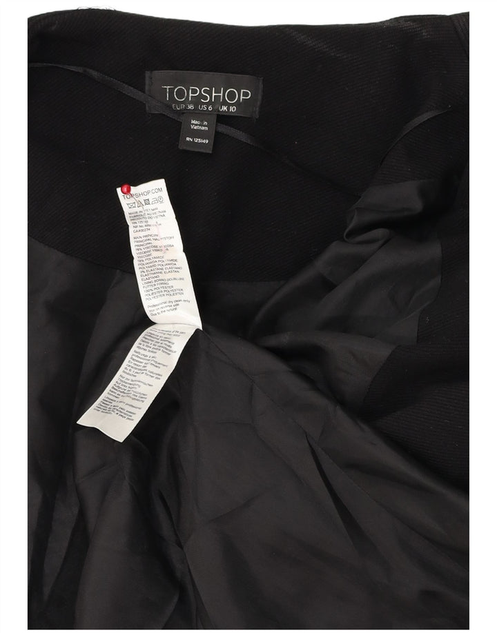 Topshop Womens Open Oversized Blazer Jacket UK 10 Small Black Viscose