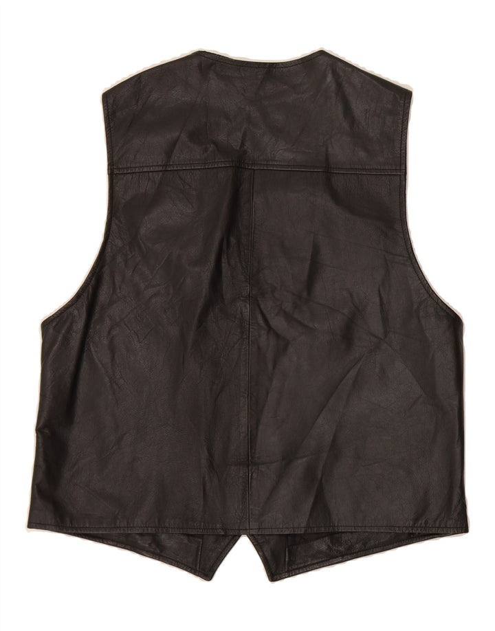 C&A Mens Leather Waistcoat Large Black Leather Vintage C&A and Second-Hand C&A from Messina Hembry 