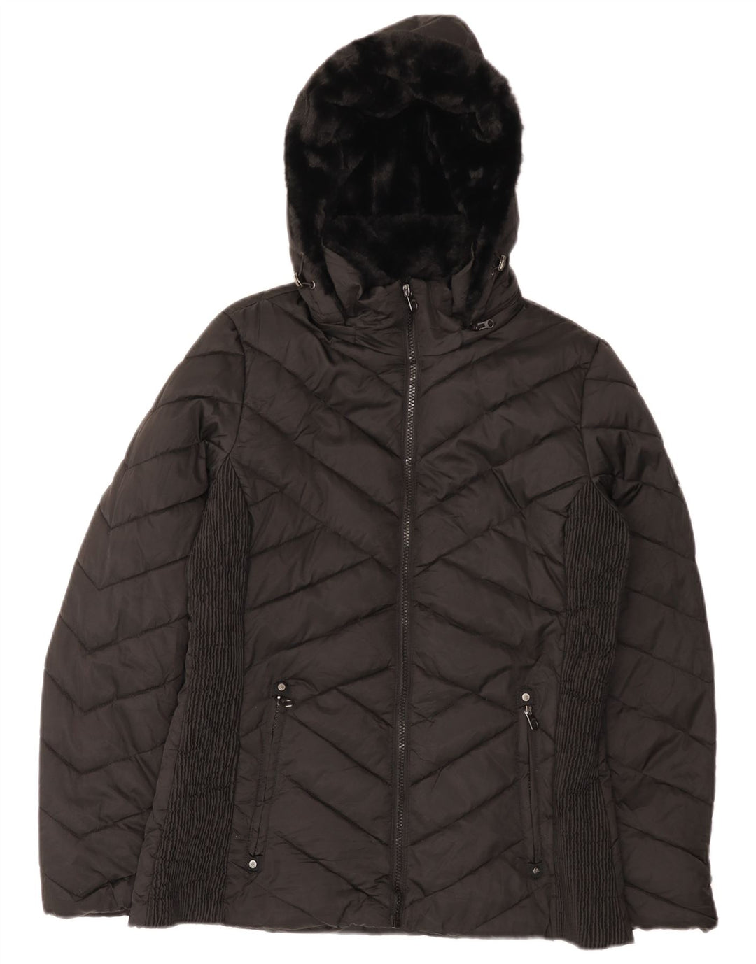 Nautica Womens Hooded Padded Jacket UK 14 Medium Black Polyester