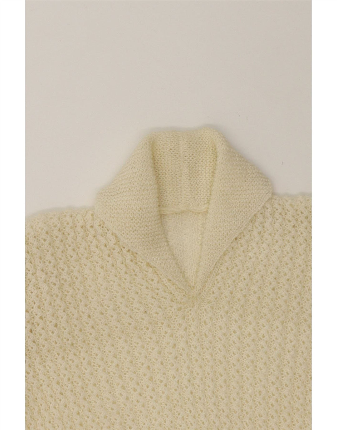 VINTAGE Womens Polo Neck Jumper Sweater UK 12 Medium Off White Vintage Vintage and Second-Hand Vintage from Messina Hembry 
