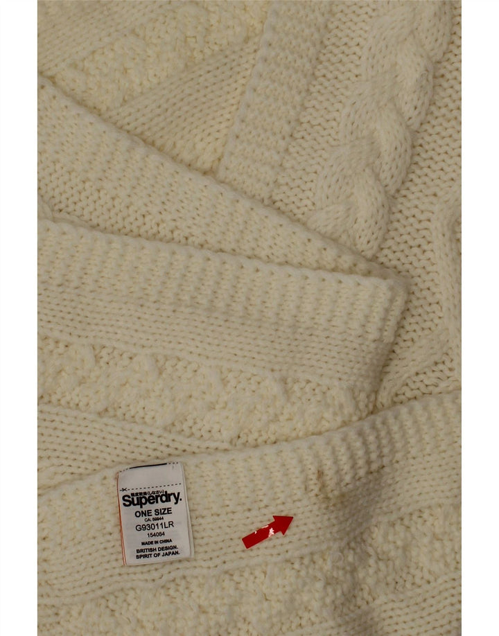 Superdry Womens Knit Rectangle Scarf One Size Off White Acrylic