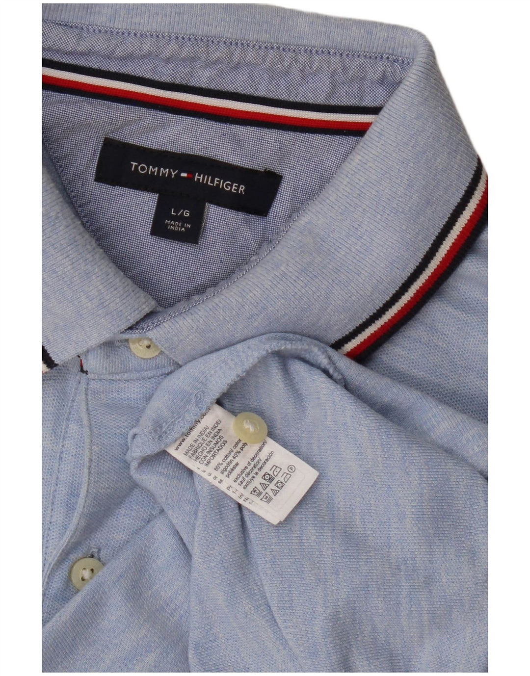 Tommy Hilfiger Mens Polo Shirt Large Blue Flecked Cotton