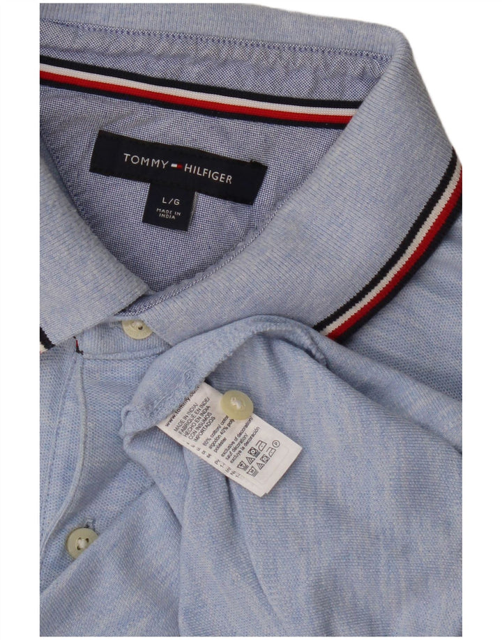 Tommy Hilfiger Mens Polo Shirt Large Blue Flecked Cotton