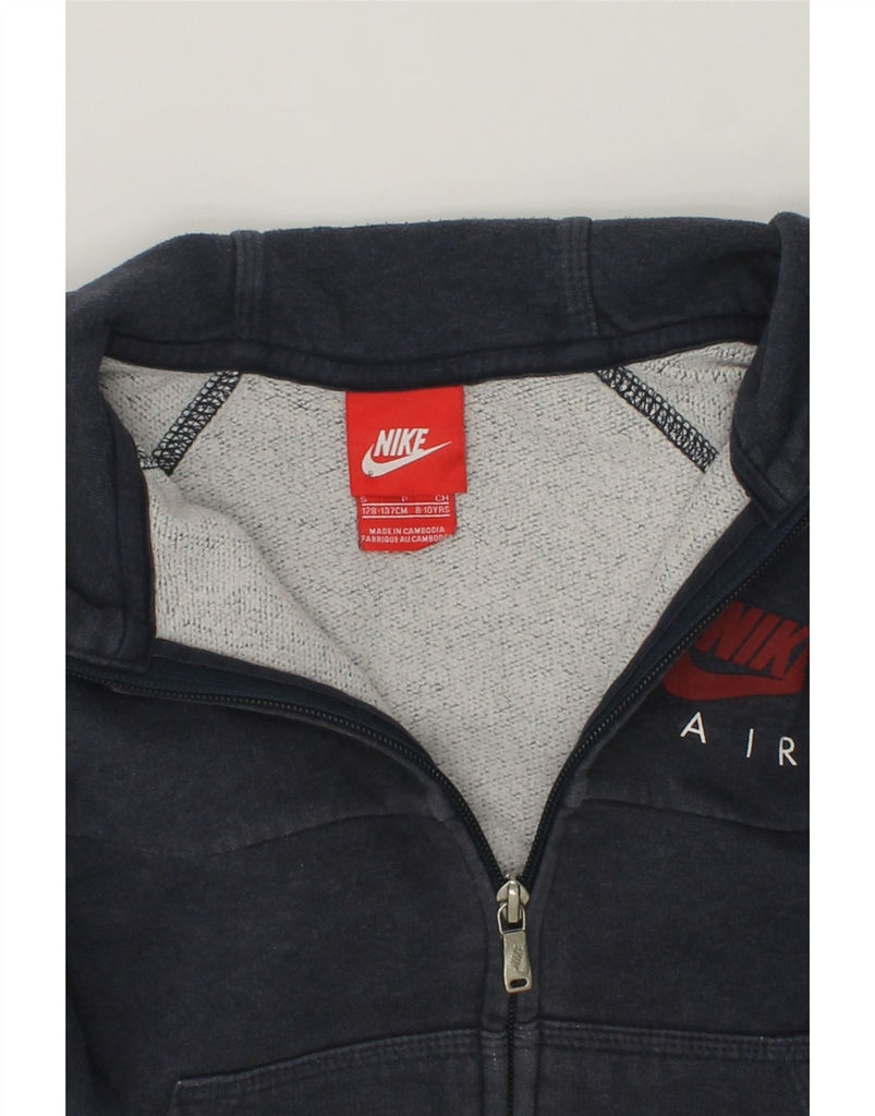 NIKE Girls Zip Hoodie Sweater 8-9 Years Small  Navy Blue Cotton | Vintage Nike | Thrift | Second-Hand Nike | Used Clothing | Messina Hembry 