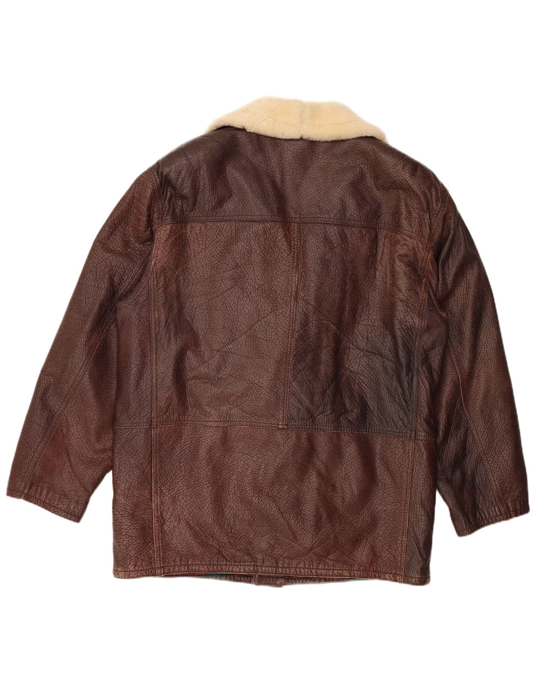 VINTAGE Mens Loose Fit Jacket IT 46 Small Brown Colourblock Leather