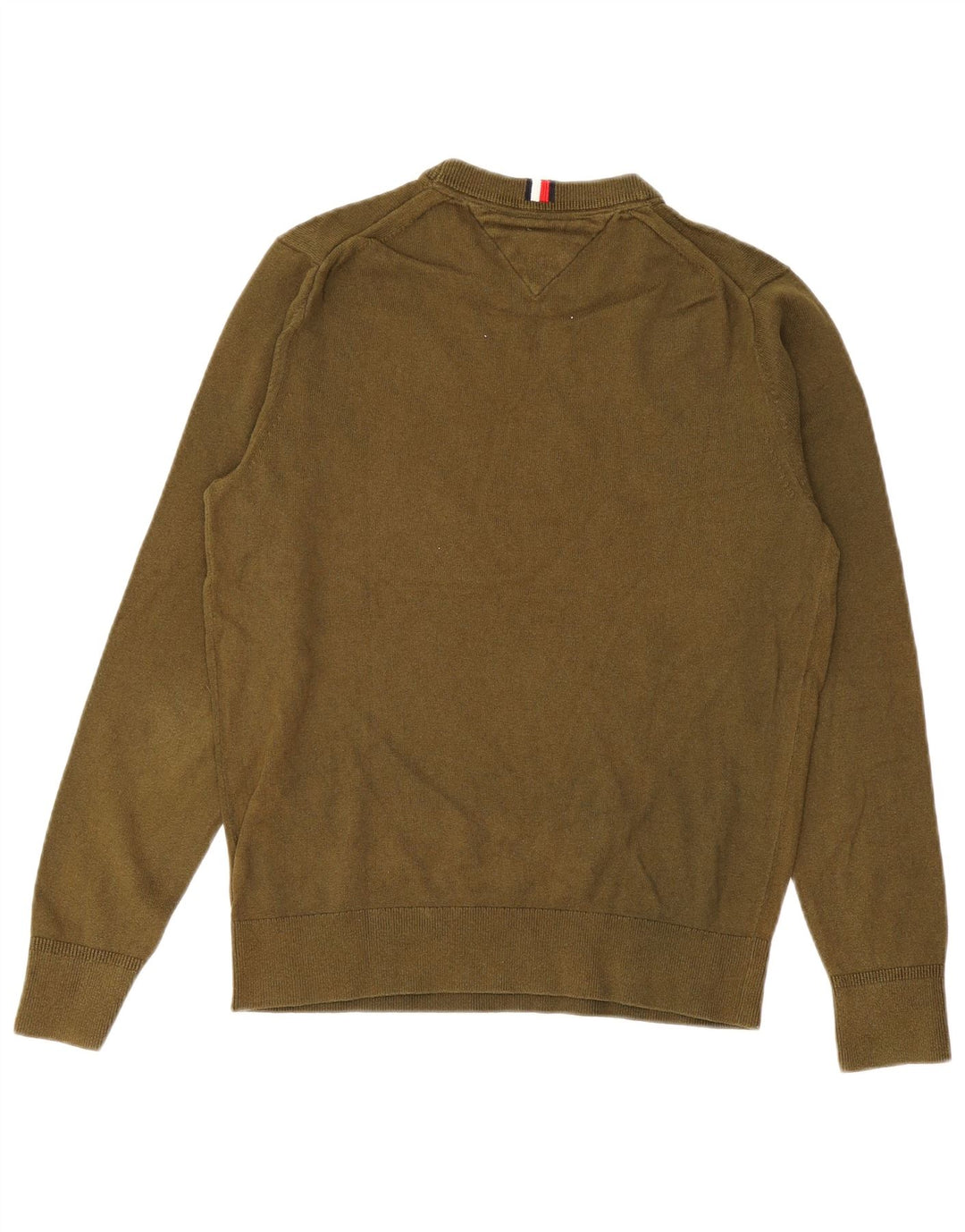 Tommy Hilfiger Mens Crew Neck Jumper Sweater Medium Khaki Cotton