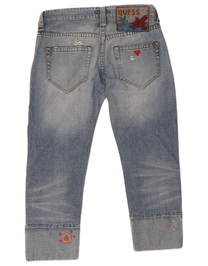 Guess Womens Distressed Cropped Jeans W28 L24 Blue Cotton