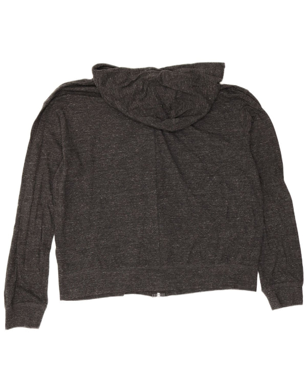 Nike Womens Zip Hoodie Sweater UK 16 Large Grey Flecked Cotton