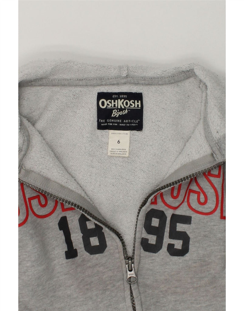 OSH KOSH Boys Graphic Zip Hoodie Sweater 5-6 Years Grey Cotton | Vintage Osh Kosh | Thrift | Second-Hand Osh Kosh | Used Clothing | Messina Hembry 