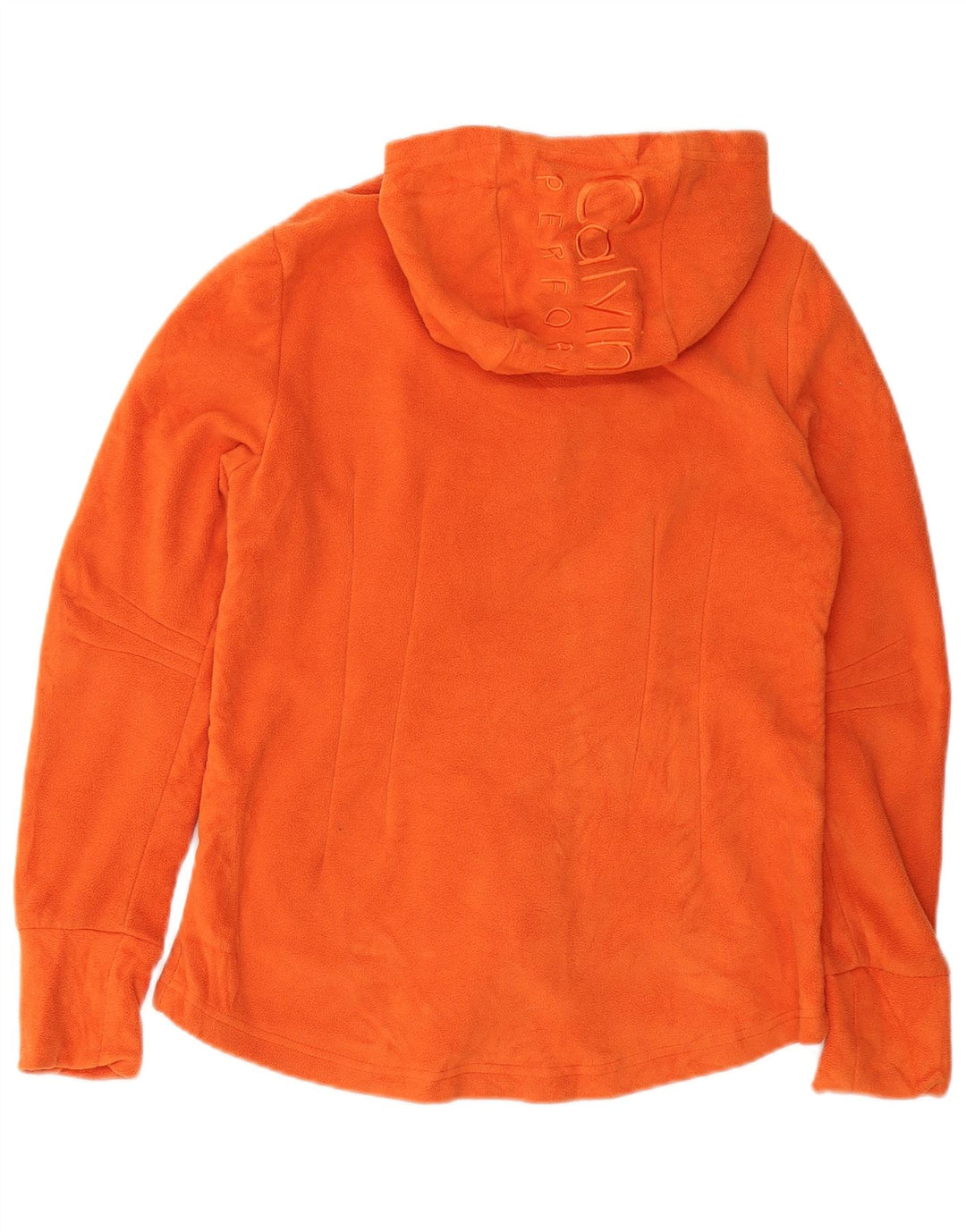 CALVIN KLEIN Womens Hooded Fleece Jacket UK 12 Medium Orange Polyester