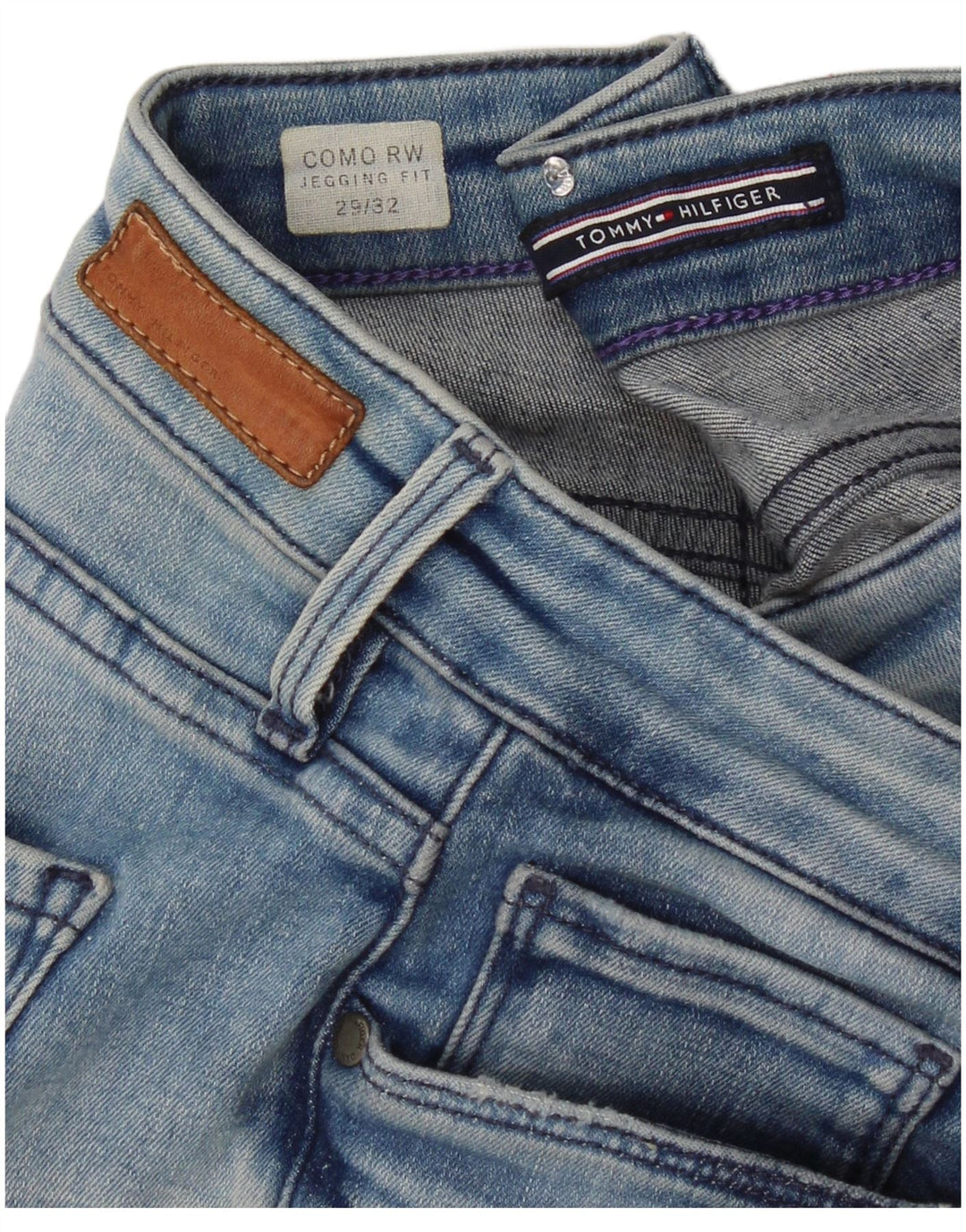Tommy Hilfiger Womens Como RW Distressed Jegging Jeans W29 L32 Blue
