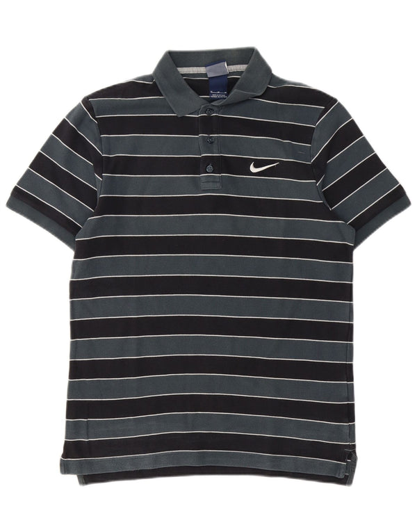 Nike Mens Polo Shirt Medium Grey Striped Cotton