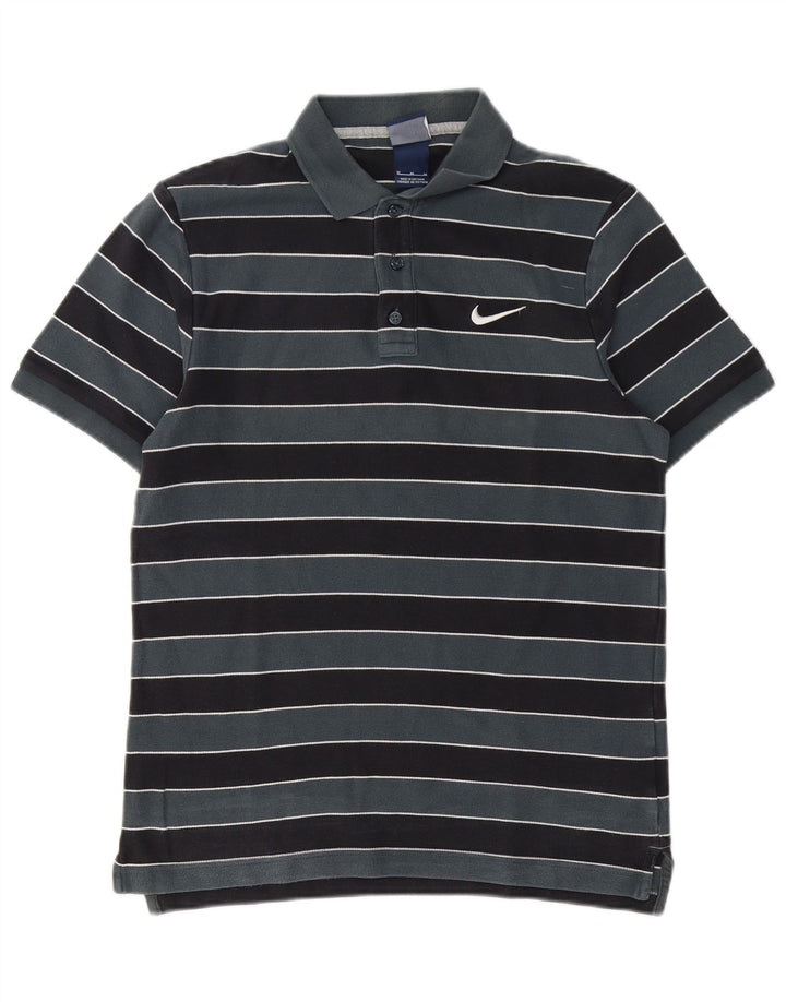 Nike Mens Polo Shirt Medium Grey Striped Cotton