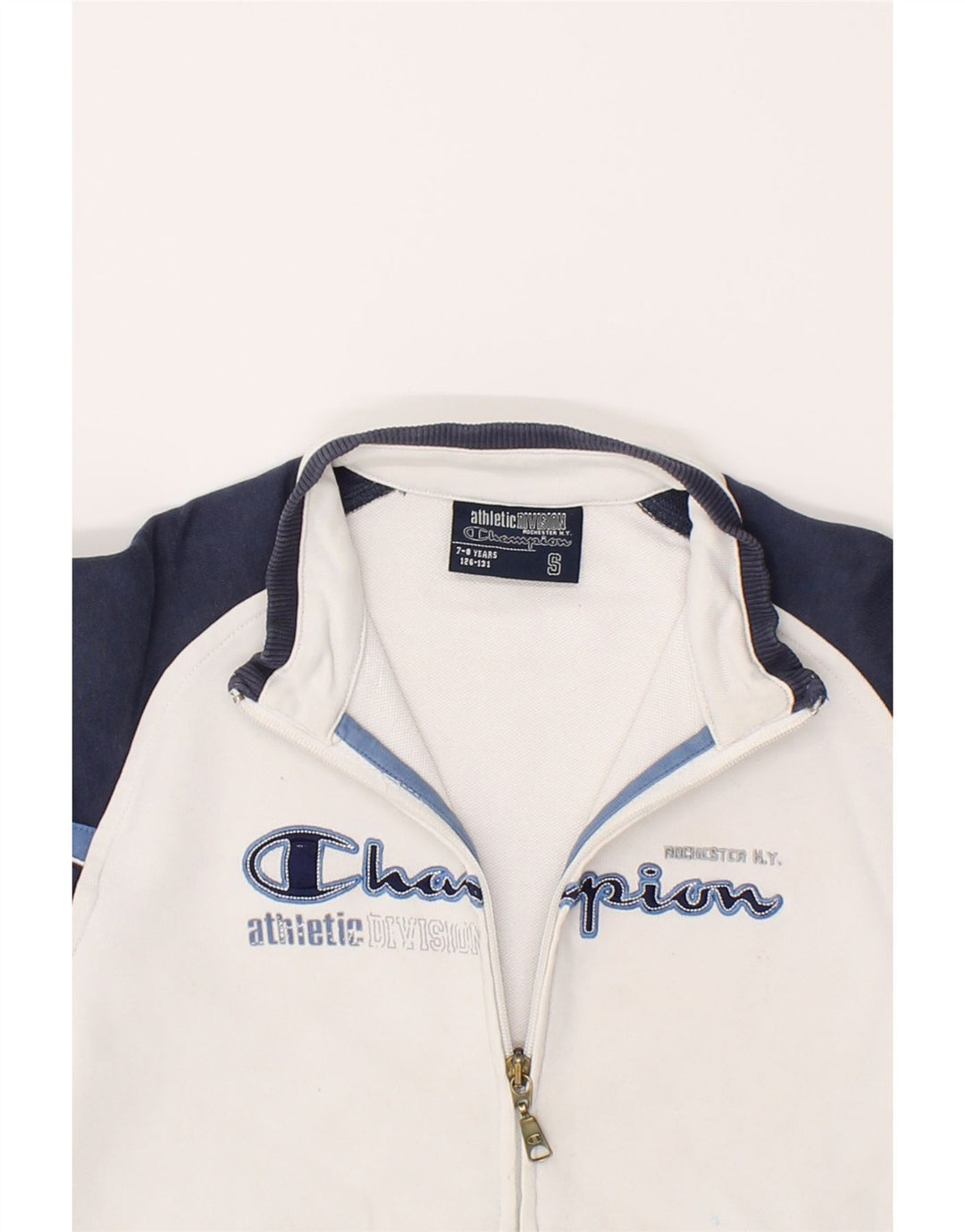 CHAMPION Boys Graphic Tracksuit Top Jacket 7-8 Years Small White Vintage Champion and Second-Hand Champion from Messina Hembry 
