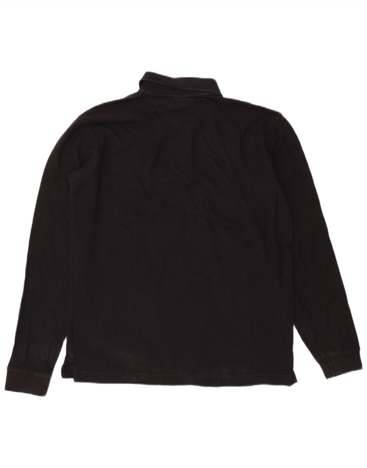 Fila Mens Long Sleeve Polo Shirt Medium Black Cotton