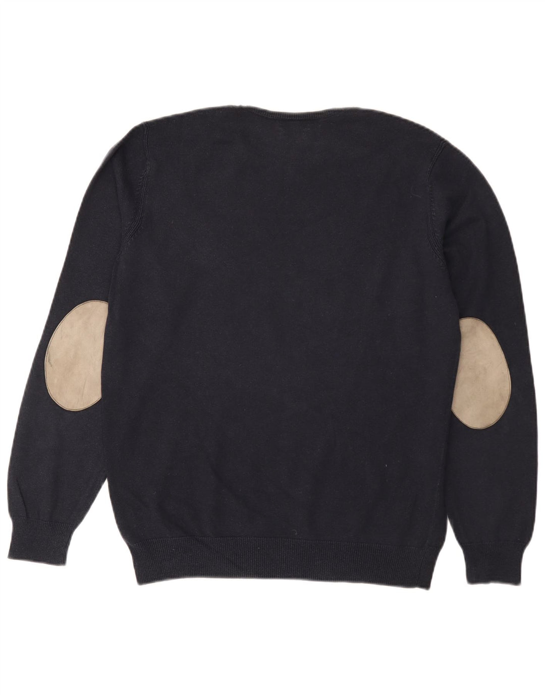 Massimo Dutti Mens Crew Neck Jumper Sweater Large Navy Blue Cotton