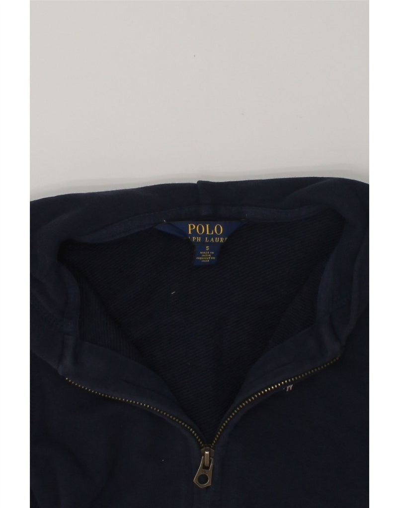 POLO RALPH LAUREN Girls Zip Hoodie Sweater 4-5 Years Navy Blue Cotton | Vintage Polo Ralph Lauren | Thrift | Second-Hand Polo Ralph Lauren | Used Clothing | Messina Hembry 