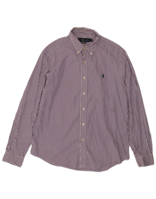 Ralph Lauren Mens Custom Fit Shirt Large Purple Striped Cotton