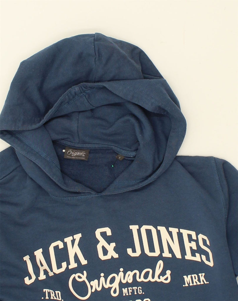 JACK & JONES Mens Graphic Hoodie Jumper Small Blue Cotton | Vintage Jack & Jones | Thrift | Second-Hand Jack & Jones | Used Clothing | Messina Hembry 